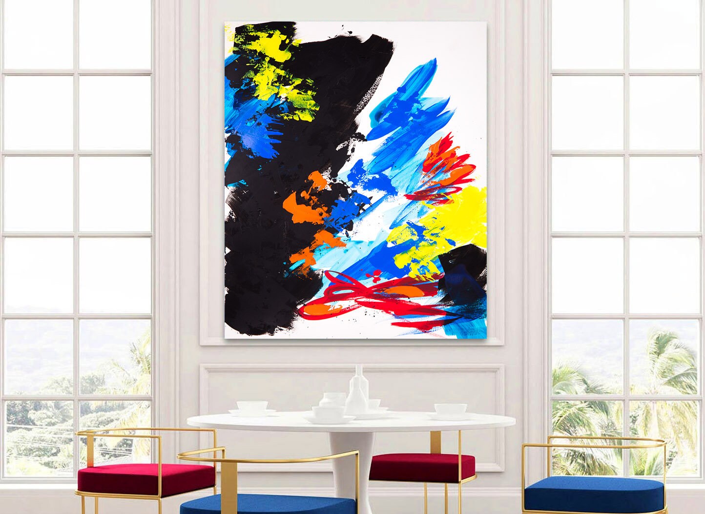 Bright Wall Art Large Bold Abstract Canvas Print Colorful Etsy
