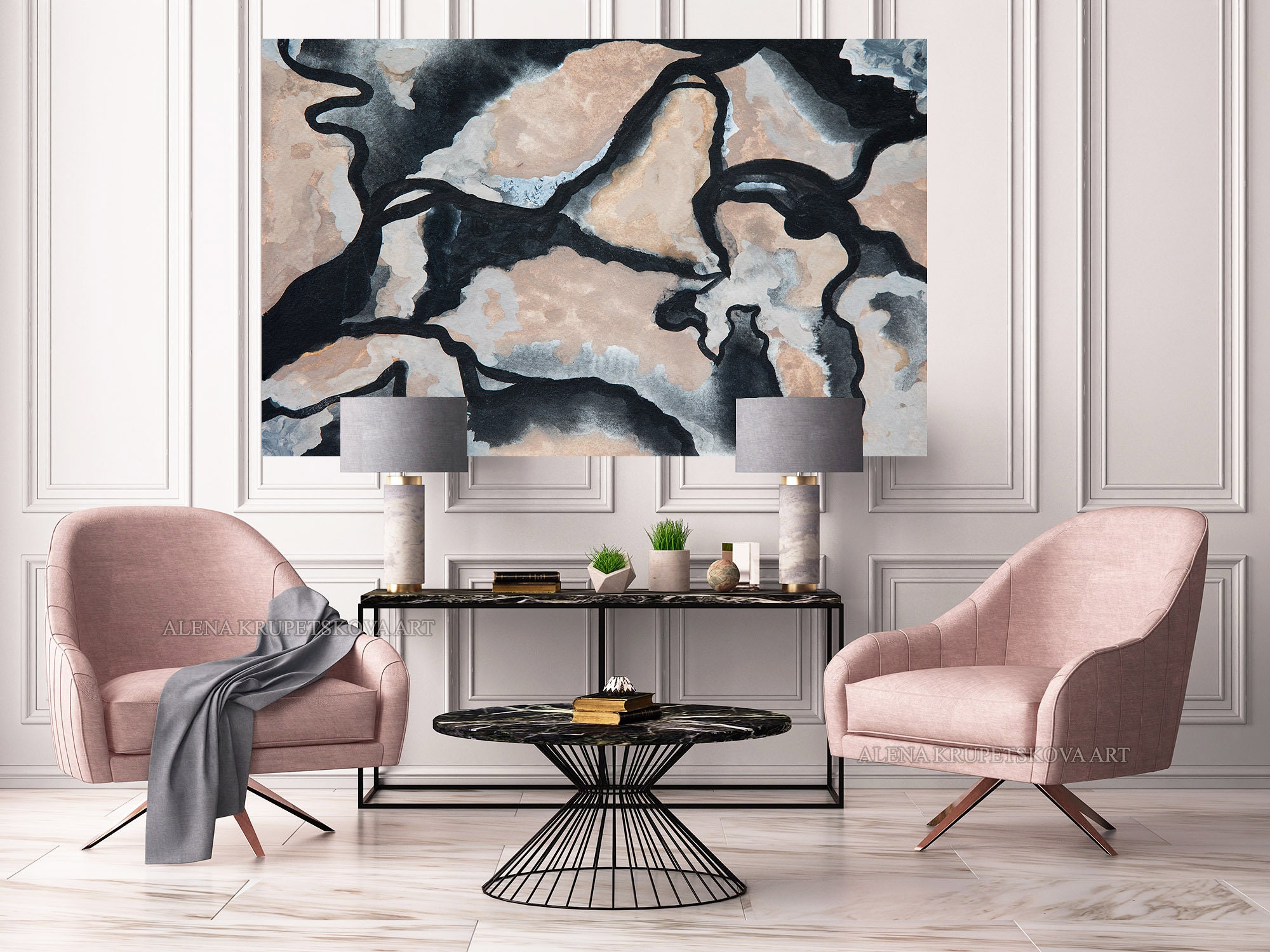 Brown wall art Abstract print on canvas Living room wall Etsy