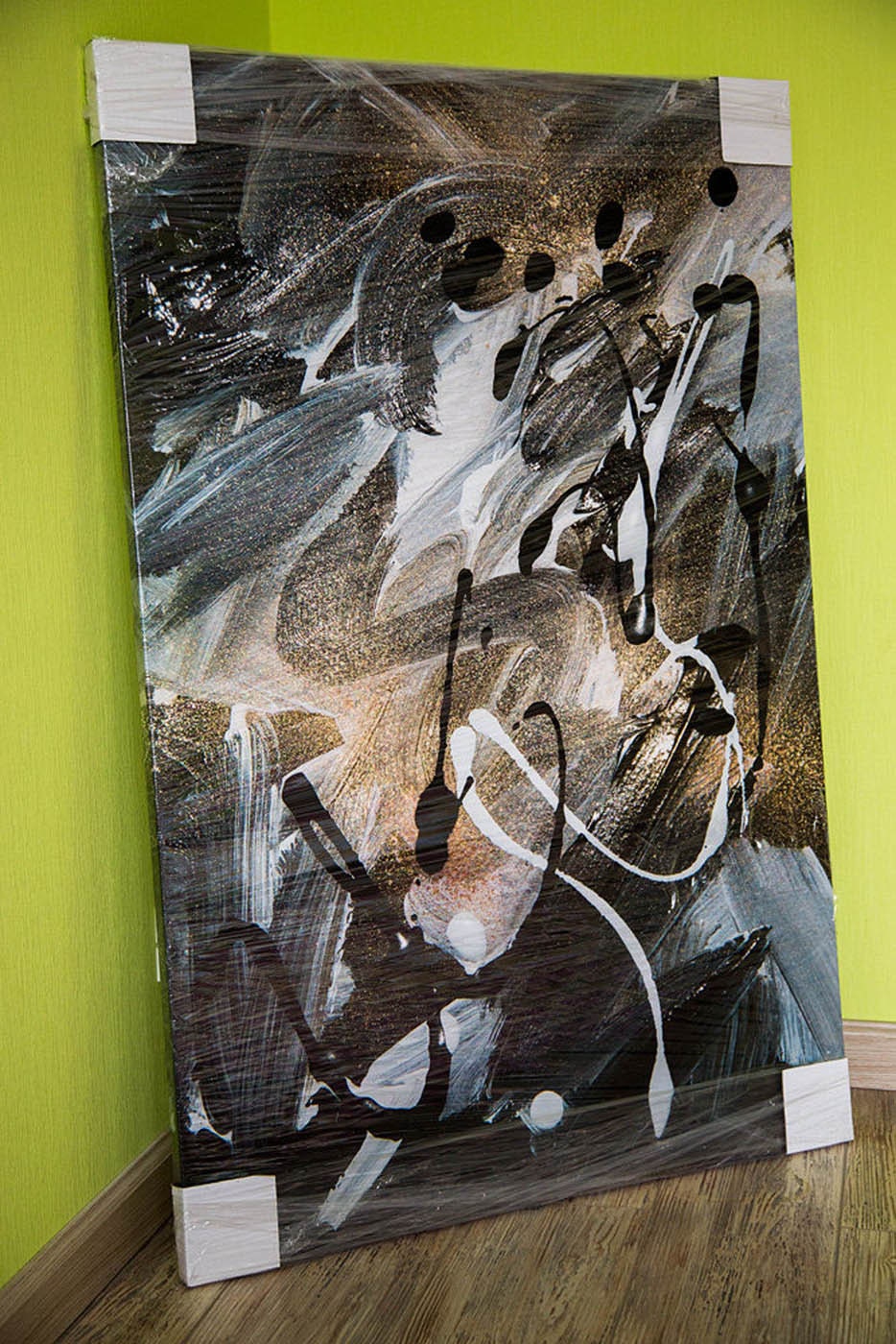 Gold black grey abstract art Modern extra large wall art Etsy