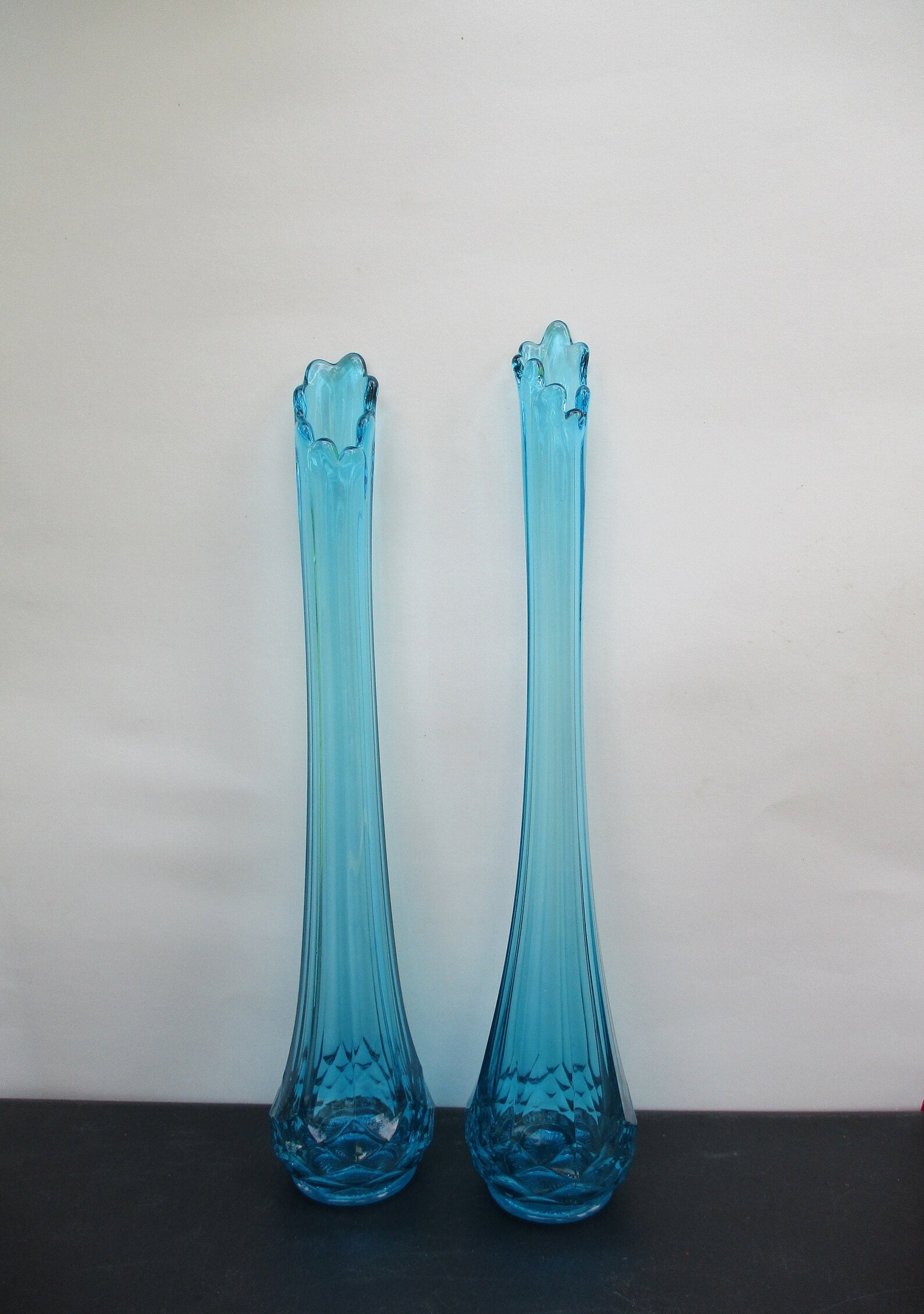 Two Vintage Blue Swung Vases Etsy