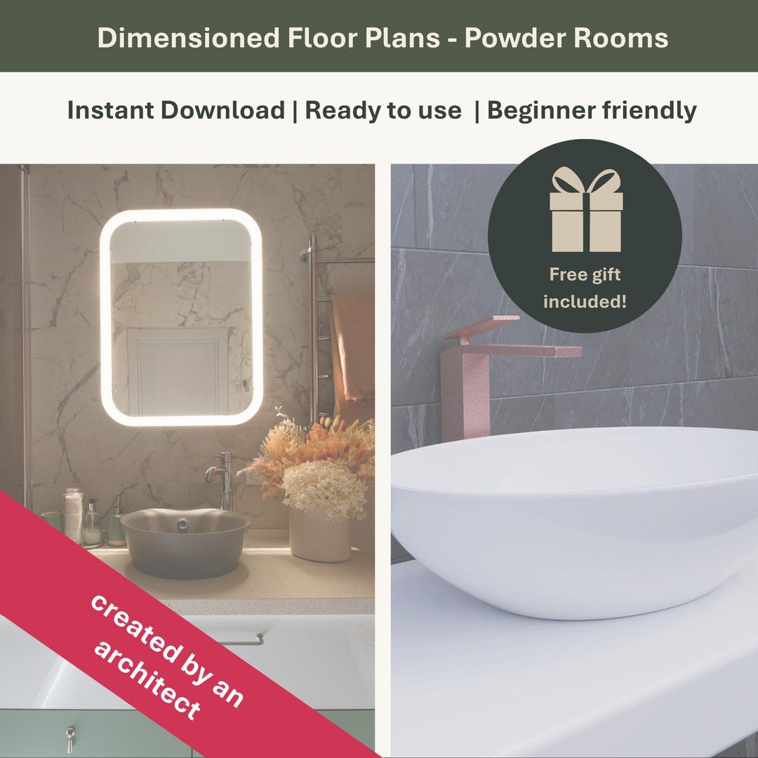 Architect Designed Powder Rooms Floor Plans | Dimensioned Architect ...