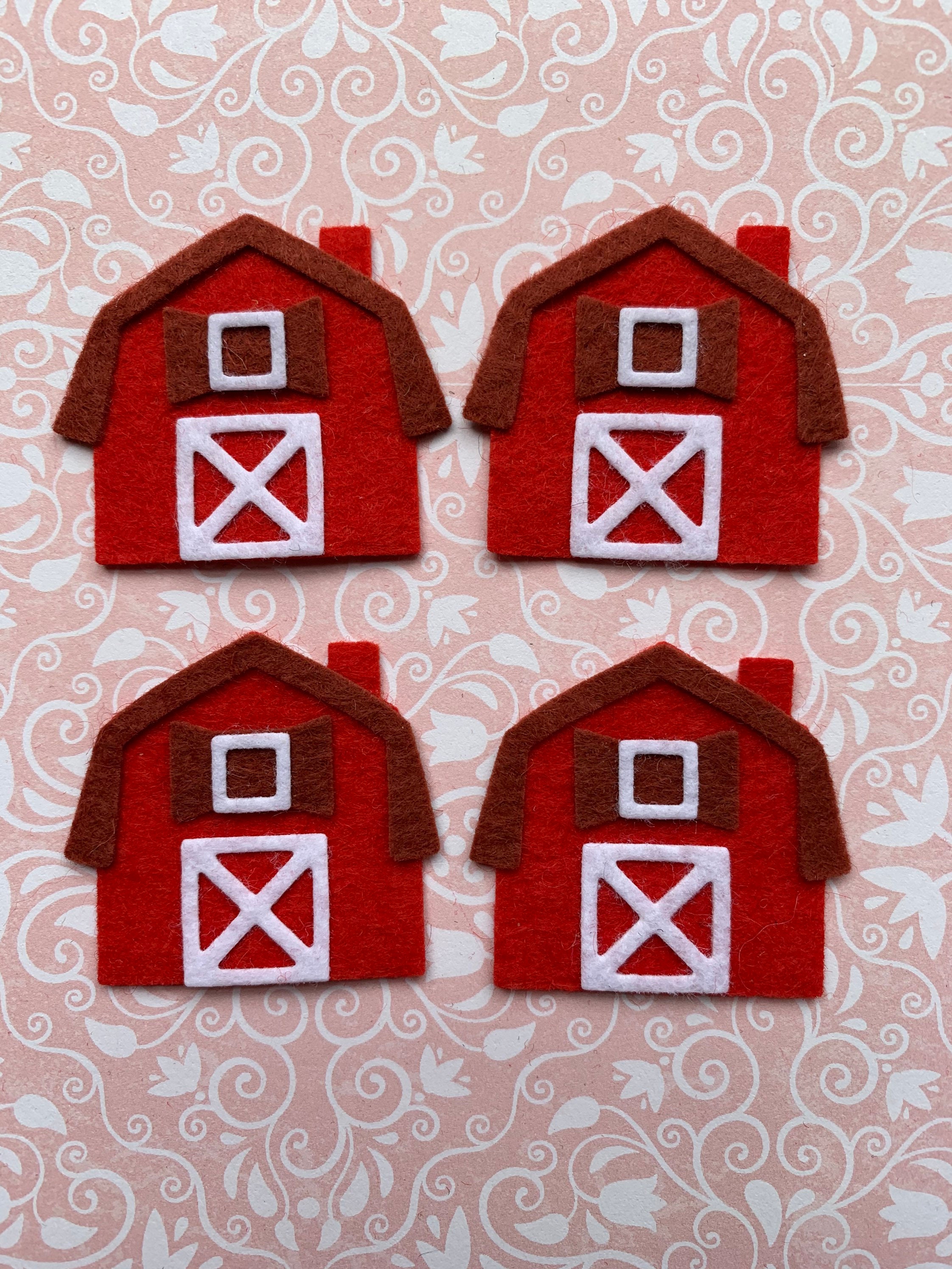 Cute Little Felt Barns Set of Four Die Cut Felt Barnyard Red Barn - Etsy