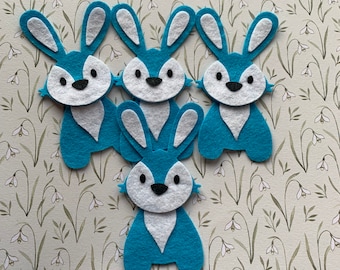 Bright Blue Die Cut Felt Bunnies