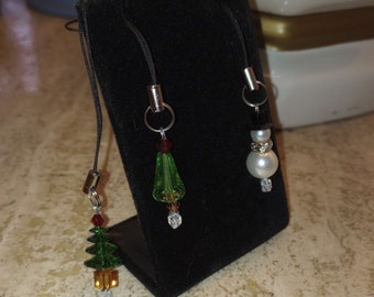 Holiday Christmas Tree and Snowman Acrylic Cell Phone Charms 3 OPTIONS