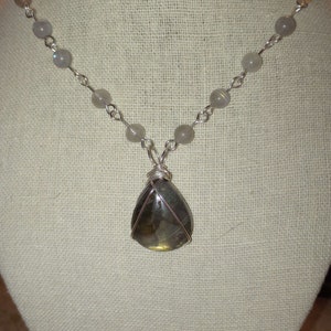 Sterling Silver Labradorite Necklace With Hook and Eye Clasp And Handmade Chain