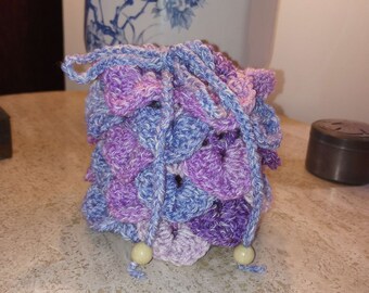Purple and White Drawstring Dragon Scale Dice Bag / Jewelry Bag