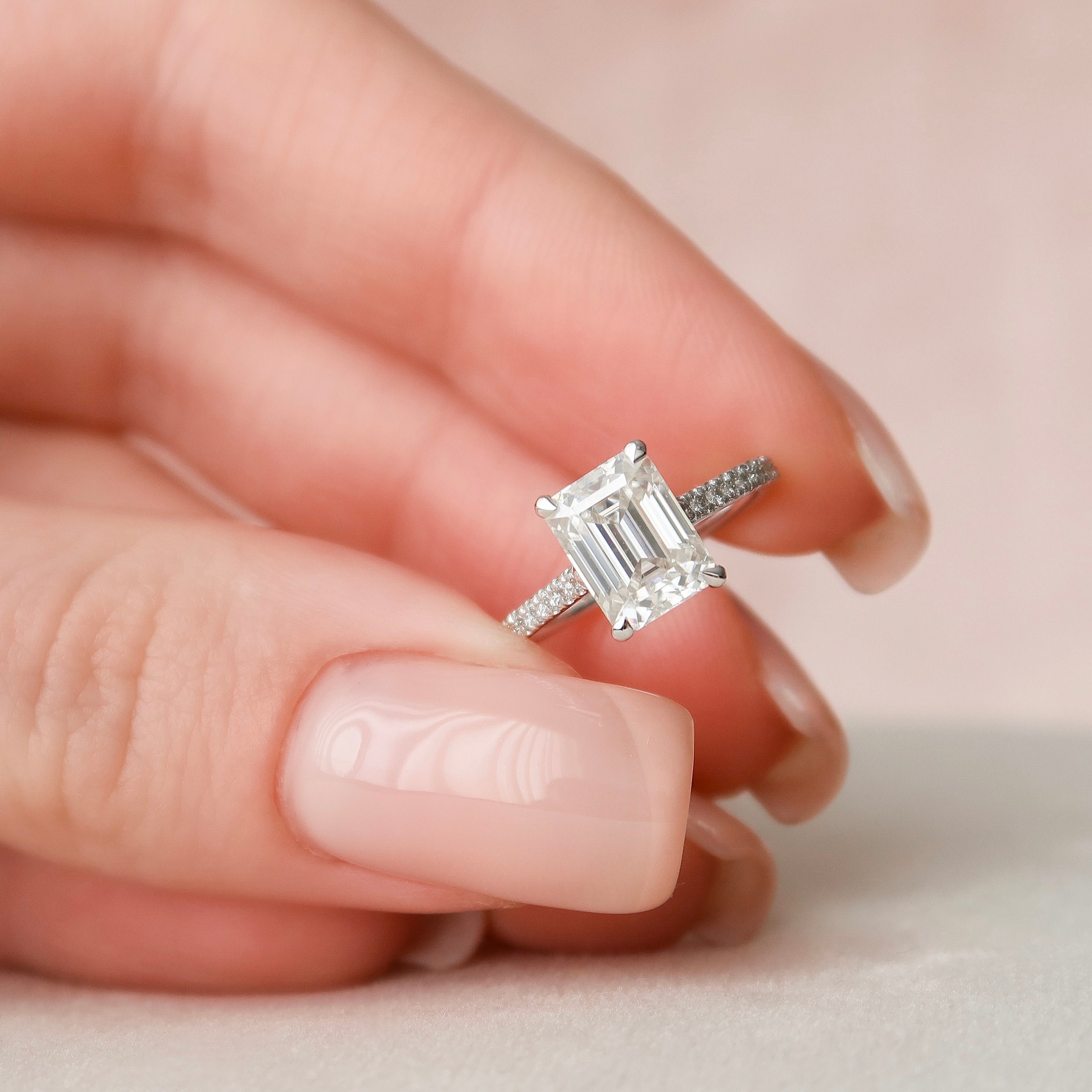 Emerald Cut Engagement Ring Dainty Emerald Wedding Ring Etsy Australia