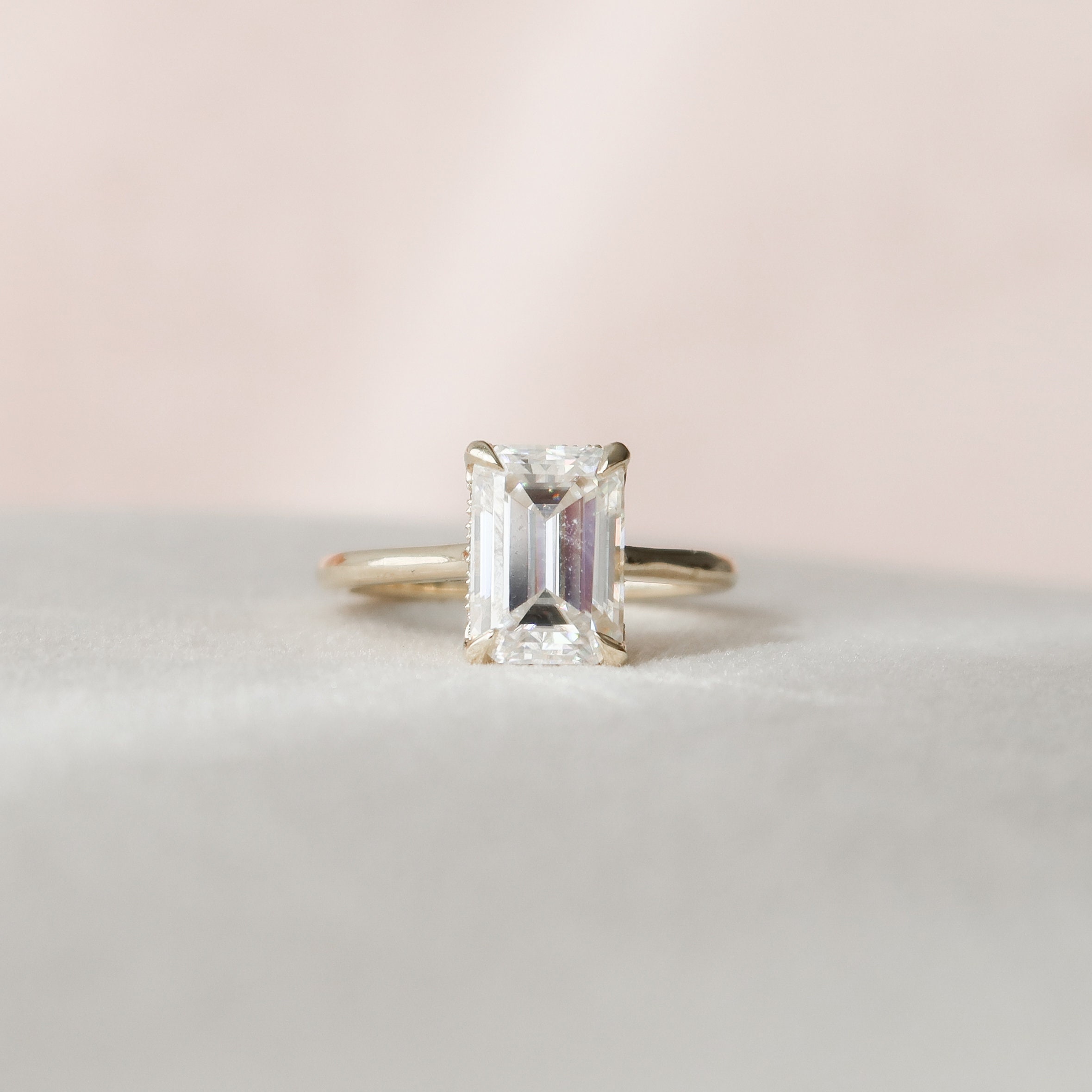 3.0 CT Emerald Cut Moissanite Engagement Ring. Dainty Emerald | Etsy