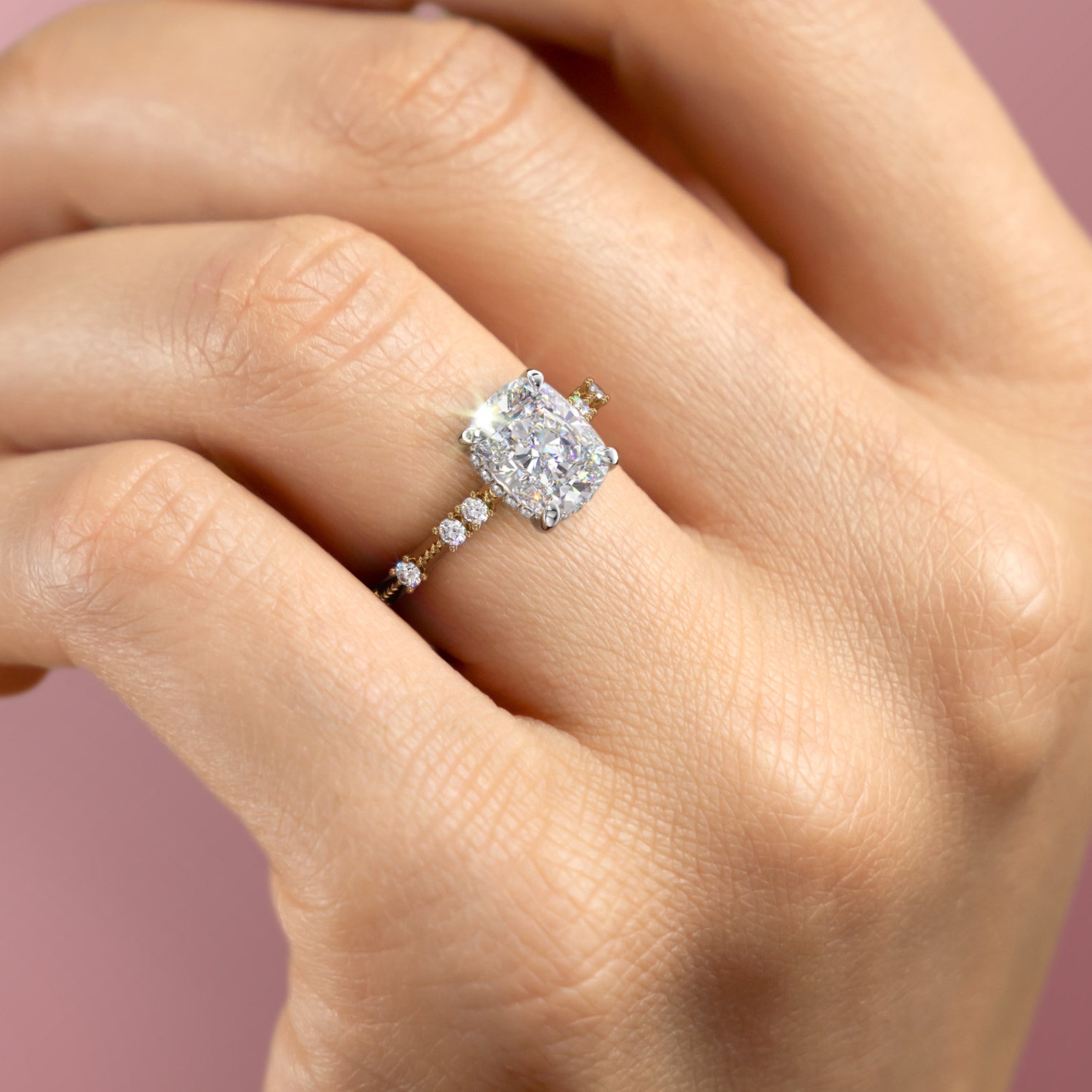 2.50 CT Cushion Engagement Ring Dainty Cushion Cut Engagement Etsy