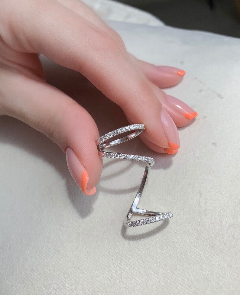 Articulated Ring Full Finger Ring Wrap Spiral Ring in Solid Etsy