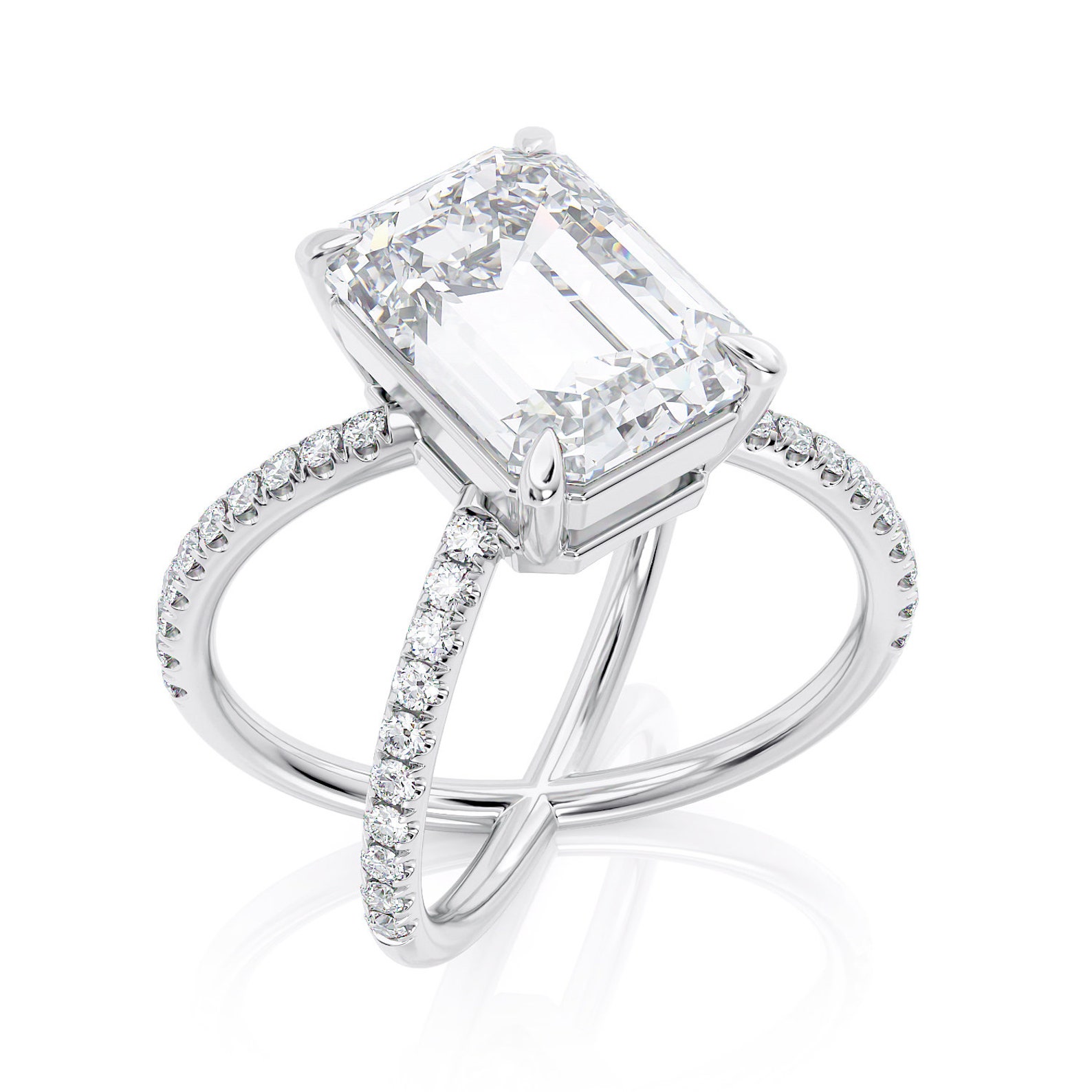 5ct Emerald Cut Engagement Ring X Engagement Ring Criss Etsy