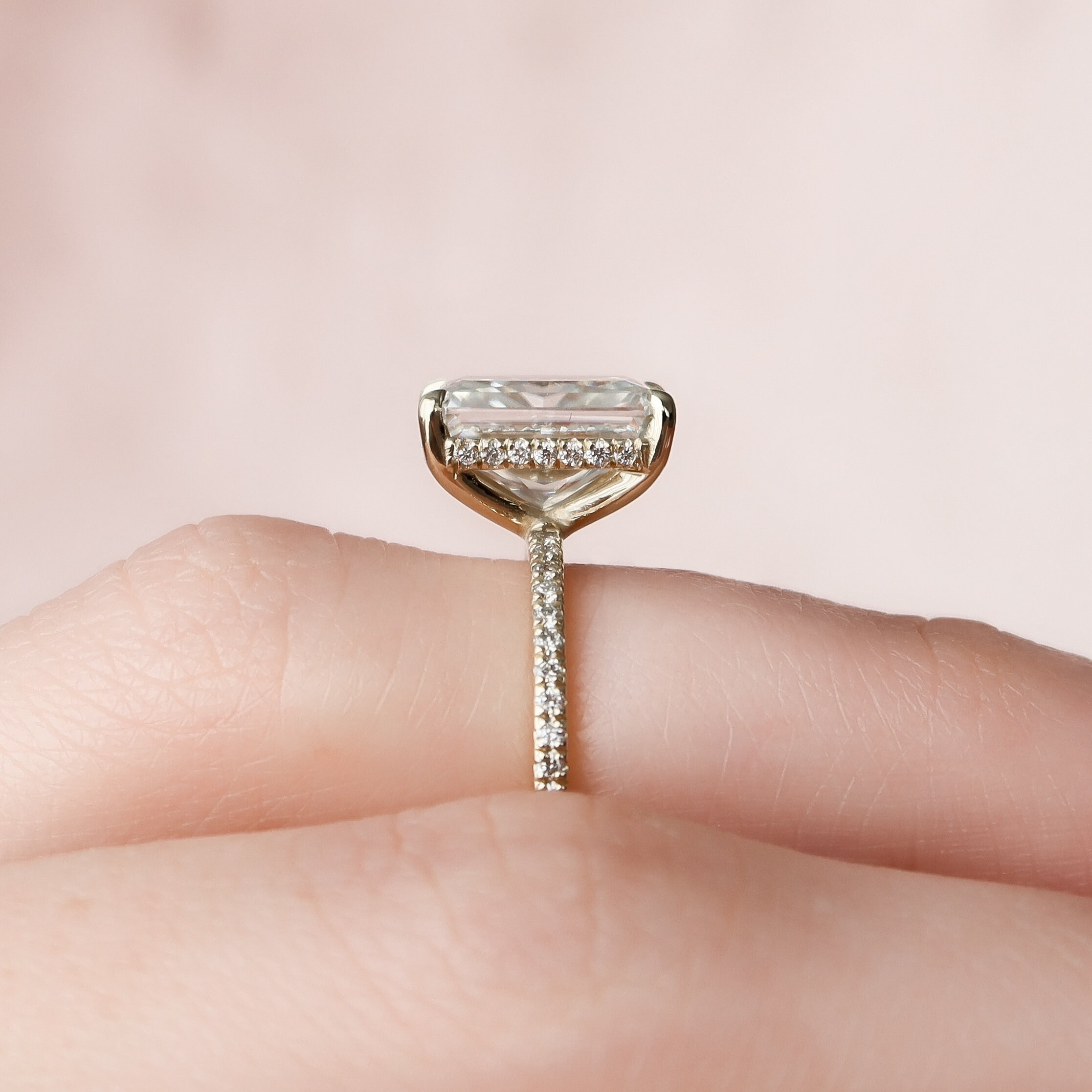 3.5 Dainty Engagement Ring Radiant Cut Moissanite Engagement Etsy