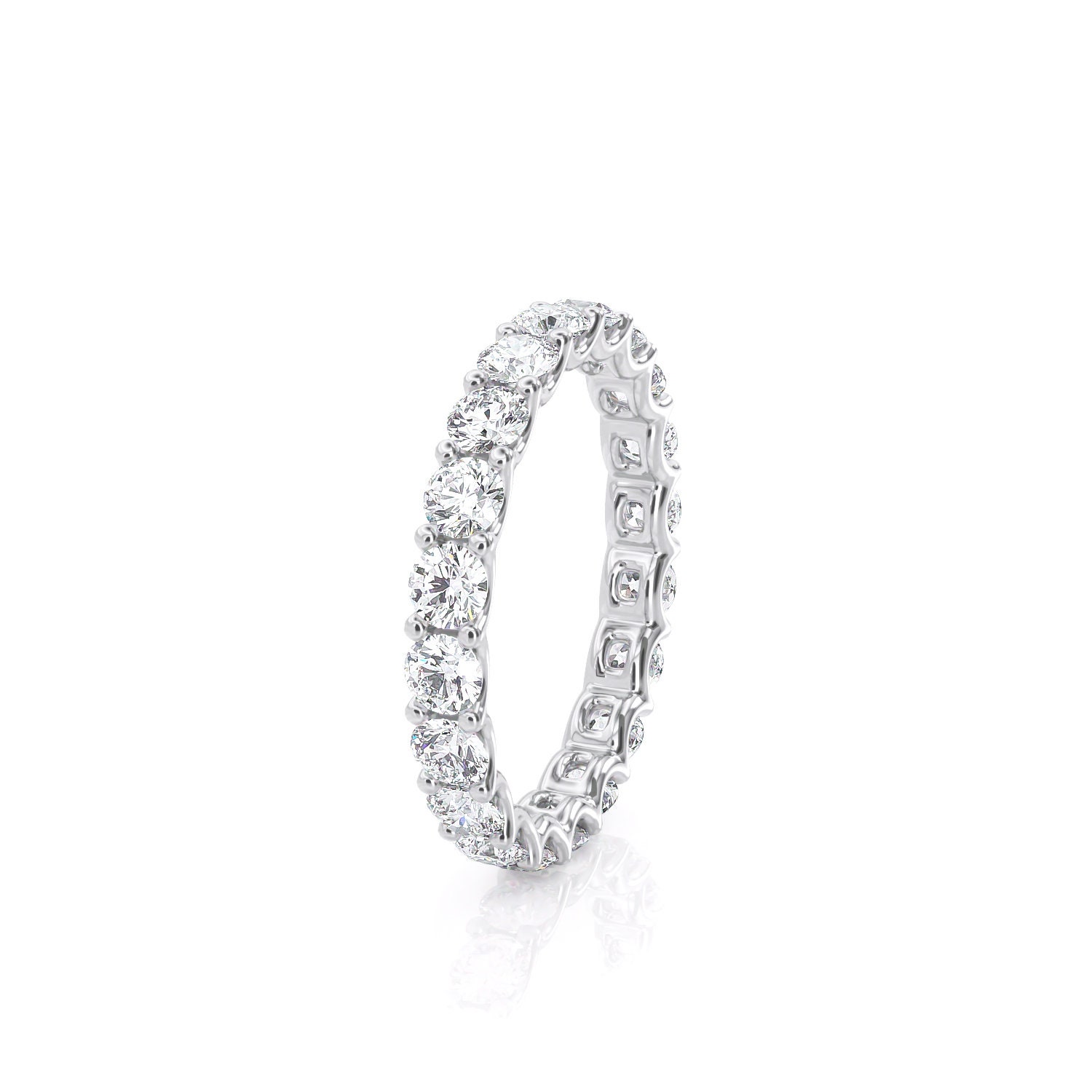 3mm U Shaped Diamond Ring. Eternity Wedding Band in White Gold | Etsy