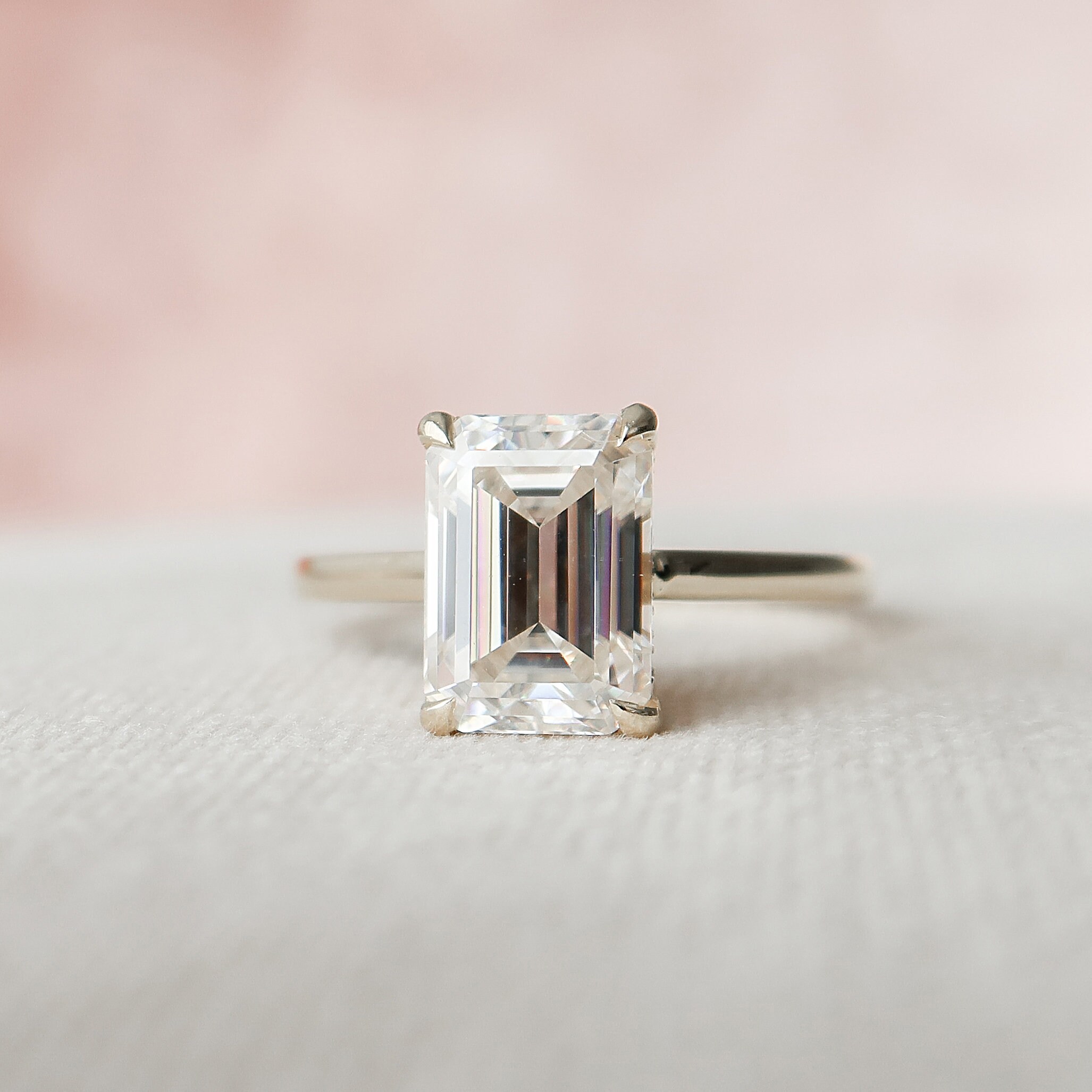 2.5 CT Emerald Cut Engagement Ring Moissanite Engagement Ring | Etsy
