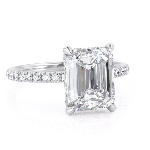 Minimalist Emerald Cut Engagement Ring. Moissanite Emerald | Etsy