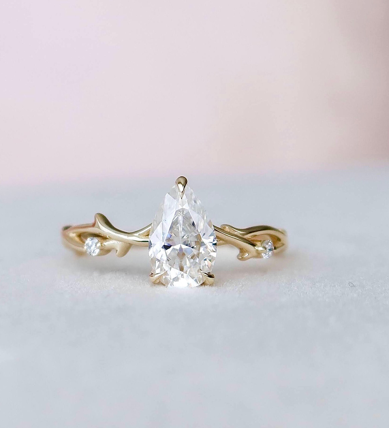 Twig Engagement Ring Pear Shaped Branch Engagement Ring Etsy