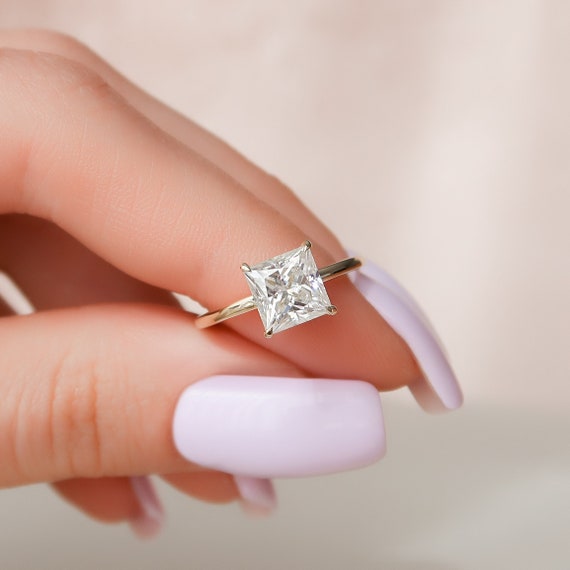 2 CT Princess Cut Engagement Ring Moissanite Engagement Ring Etsy