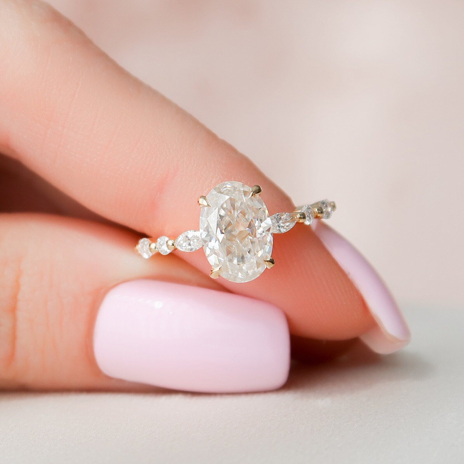 2.5 CT Oval Engagement Ring Dainty Moissanite Engagement Ring Etsy