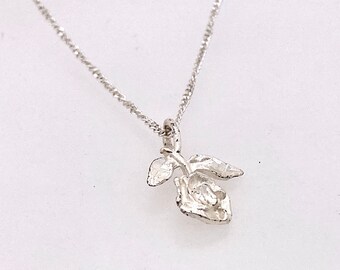 Rose Pendant Sterling Silver Charm Necklace