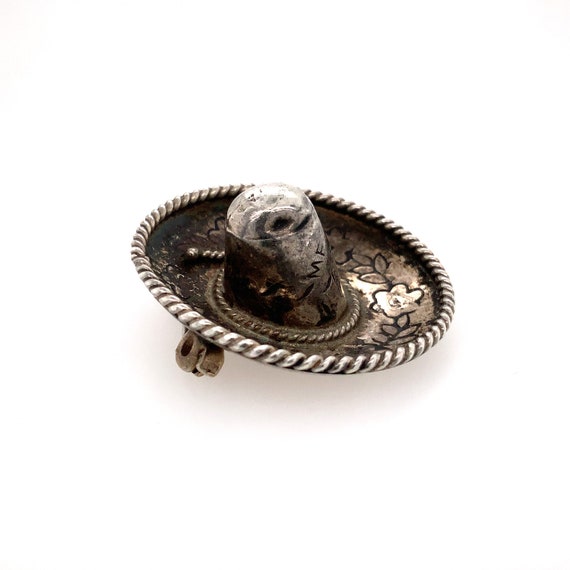 Vintage Silver Sombrero Pin / Sterling Silver 925… - image 4