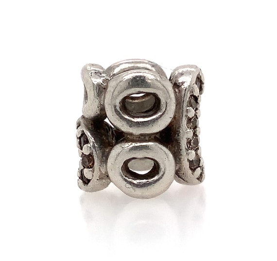 Vintage Pandora Silver White and Brown Stones Cha… - image 2