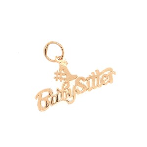 Melhor pingente de ouro maciço para babá / ouro amarelo 14k / pingente de presente perfeito / babá nº 1