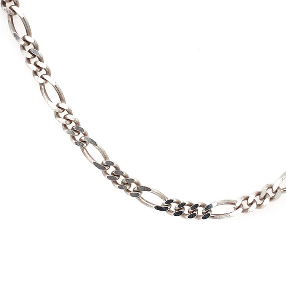 Vintage Silver Figaro Chain / Solid Sterling 925 … - image 1