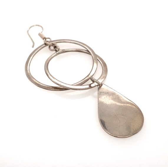 Vintage Silver Dangle Hook Earring / Solid Sterli… - image 4