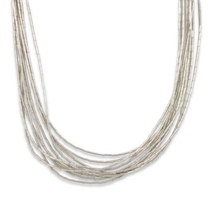Vintage Liquid Silver Necklace / Solid Sterling 925 / Multi-Strand Silver Necklace / 10 Strand Necklace / 24’’ Long