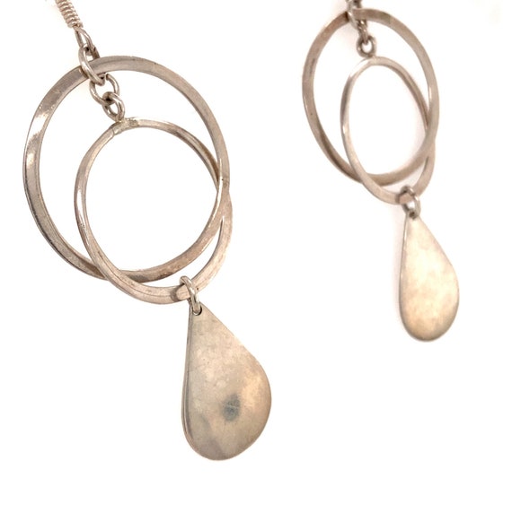 Vintage Silver Dangle Hook Earring / Solid Sterli… - image 2