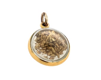 Vintage Gold Nugget Pendant / Solid 12K Yellow Gold & 18K + Mining Gold / VTG Placer Gold Pendant