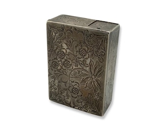 Antique Japanese Silver Makeup Compact Case / Solid Japan Sterling 950 / K Uyeda Silver Makeup Case / Lipstick Holder / Silver Box / Compact