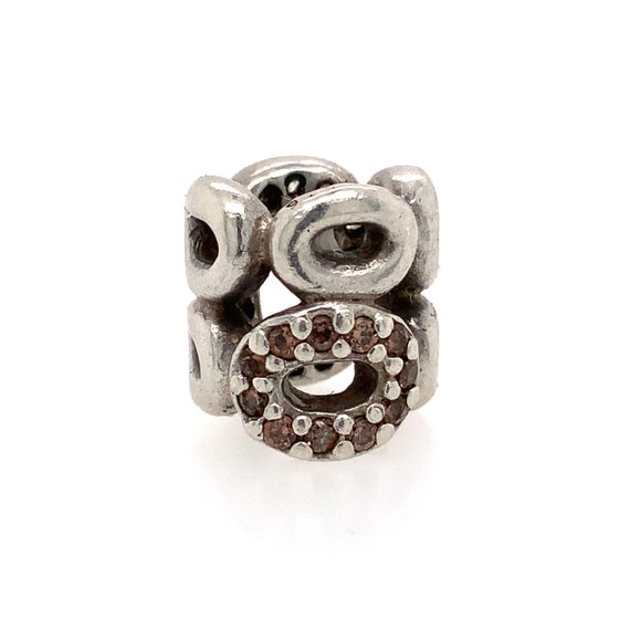 Vintage Pandora Silver White and Brown Stones Char