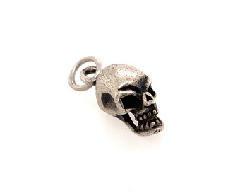 Vintage Skull Charm / Sterling Silver / Human Skull Pendant