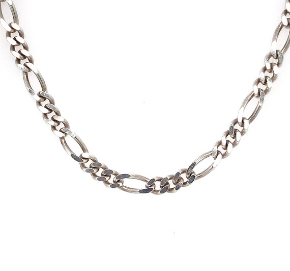 Vintage Silver Figaro Chain / Solid Sterling 925 … - image 2