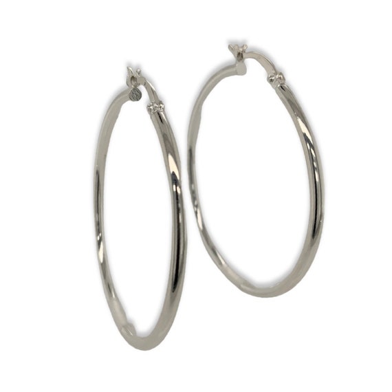 Big Silver Hoop Earrings / Solid Sterling 925 / H… - image 5
