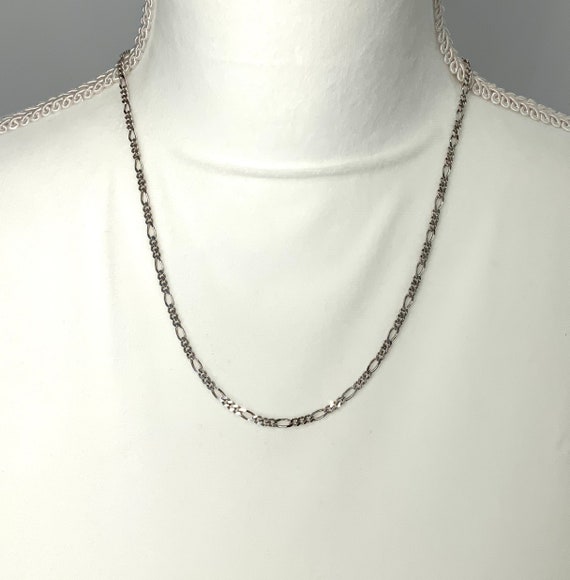 Vintage Silver Figaro Chain / Solid Sterling 925 … - image 3