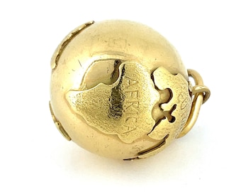 18K Gold Globe Pendant / 3D Earth Pendant / Genuine Yellow Gold