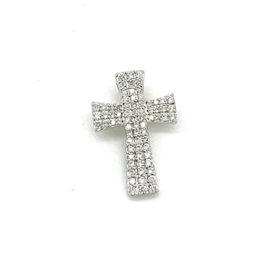 Diamond & White Gold Cross Pendant / 14K Gold / Genuine Natural Diamonds / Religious Pendant / Christian Cross
