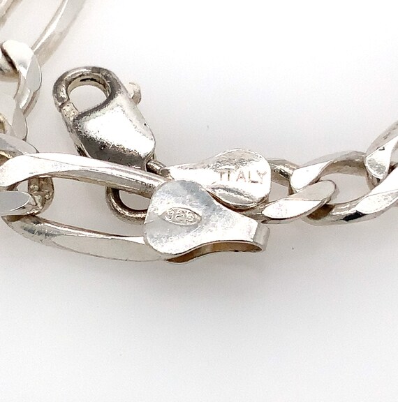 Long Vintage Silver Figaro Chain / Solid Sterling… - image 6