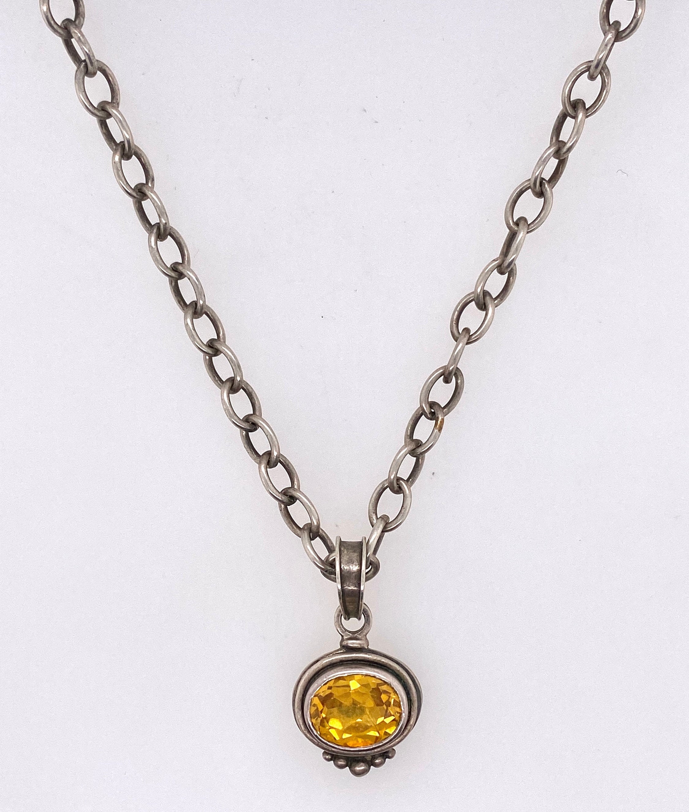 Campi Yellow Gemstone Pendant Sterling Silver Chain Necklace - Etsy