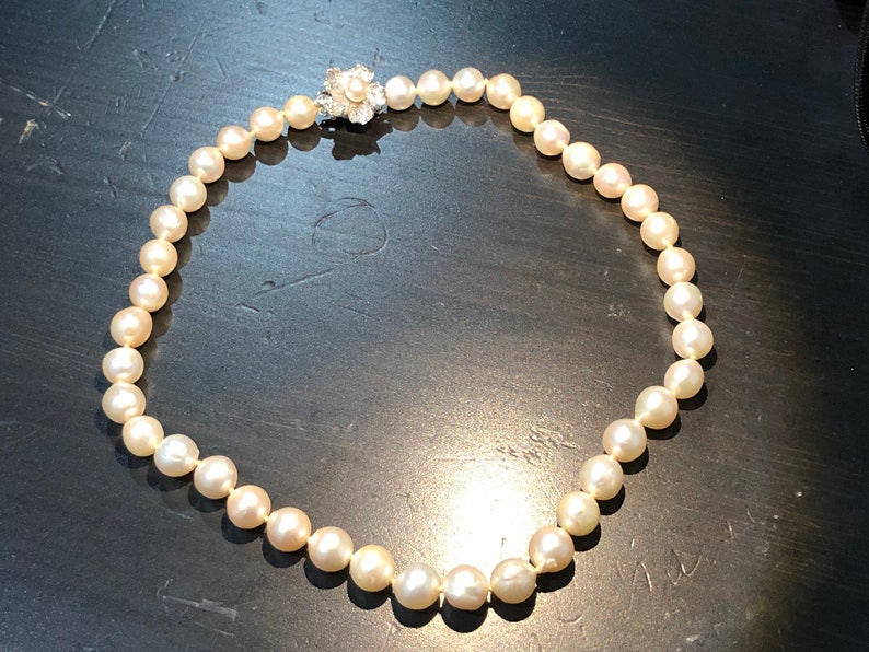 Vintage Pearl 14K White Gold Necklace