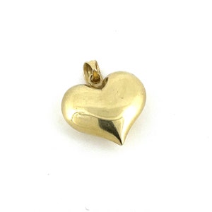 Gold Heart Pendant / 10K Yellow Gold / 3D Jewelry / Hollow Design