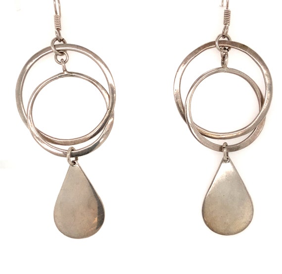 Vintage Silver Dangle Hook Earring / Solid Sterli… - image 1