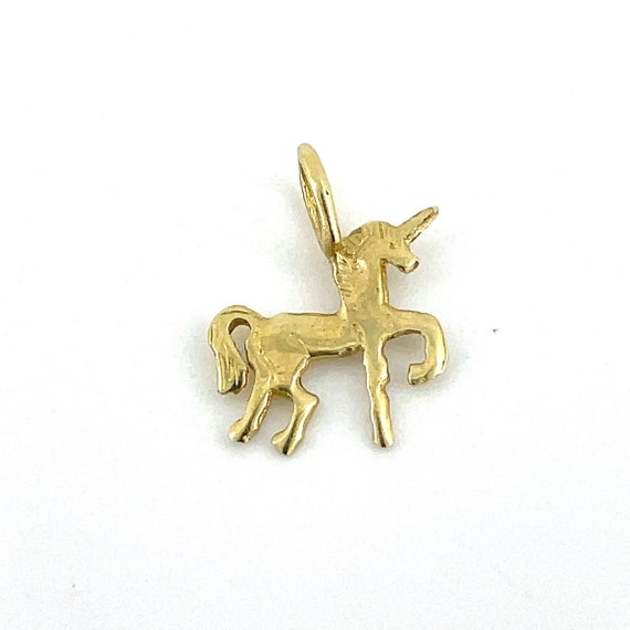 14K Gold Unicorn Pendant / Genuine Yellow Gold / … - image 2
