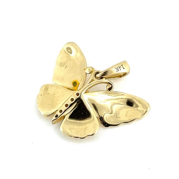 14K Gold & Diamond Butterfly Pendant / Genuine Ye… - image 4