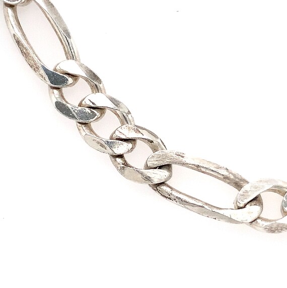 Long Vintage Silver Figaro Chain / Solid Sterling… - image 3