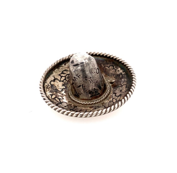 Vintage Silver Sombrero Pin / Sterling Silver 925… - image 1