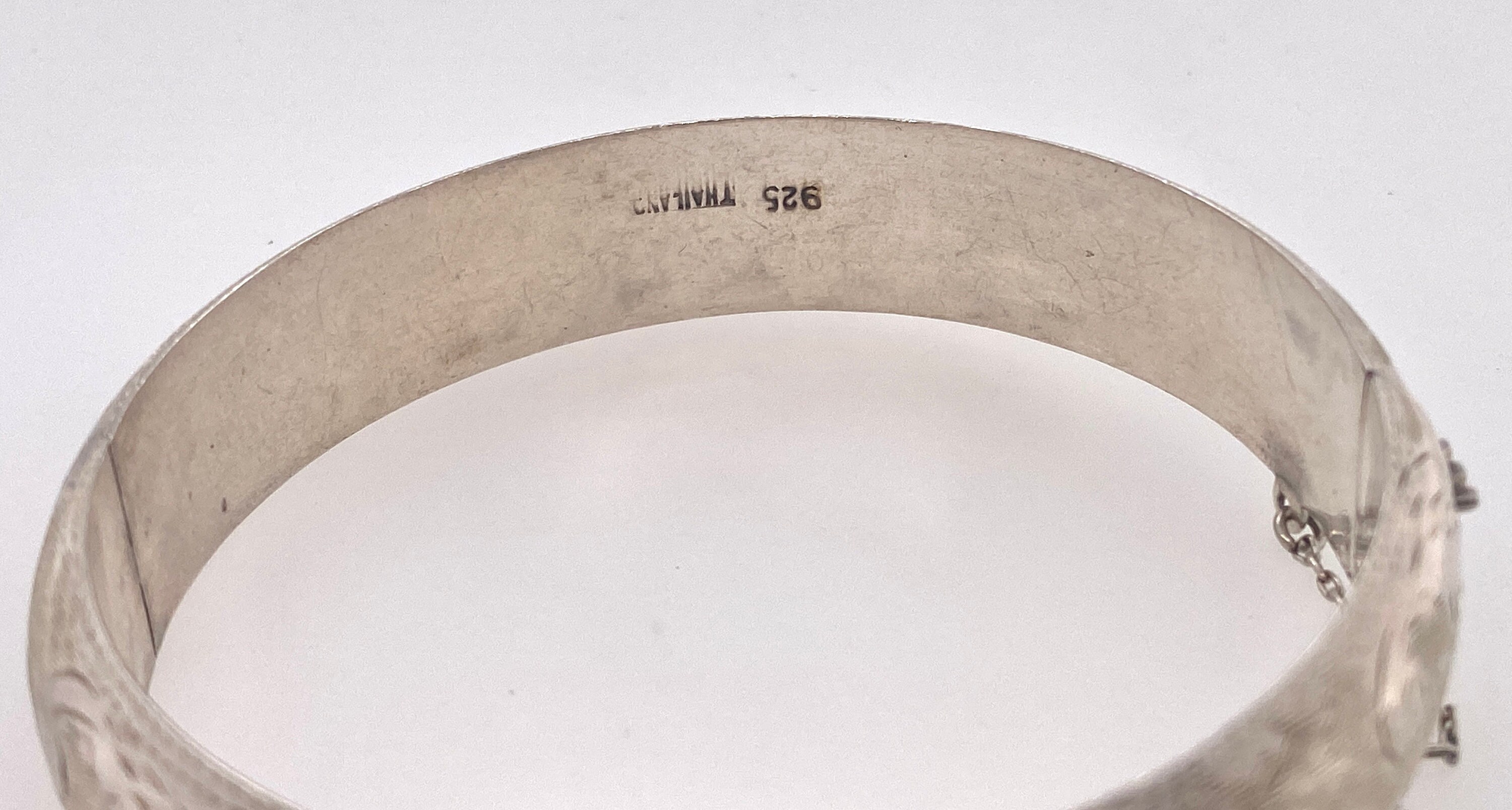 Vintage Engraved Hinged Bangle Bracelet W/ Safety Chain Etsy