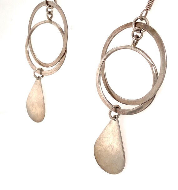 Vintage Silver Dangle Hook Earring / Solid Sterli… - image 3